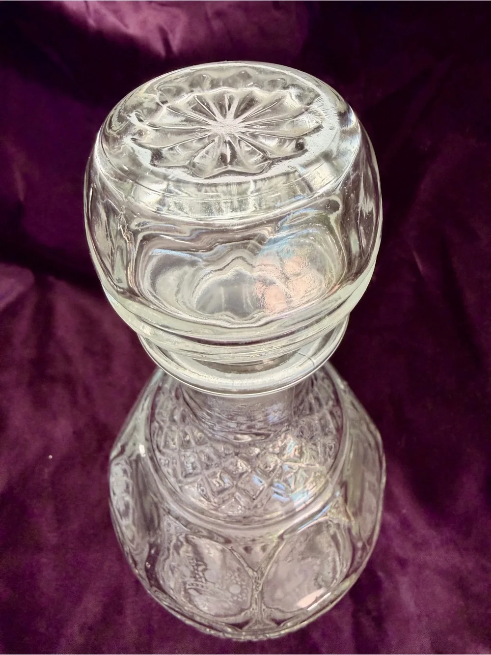 Princess House Clear Cut-Pattern Glass Decanter with Stopper